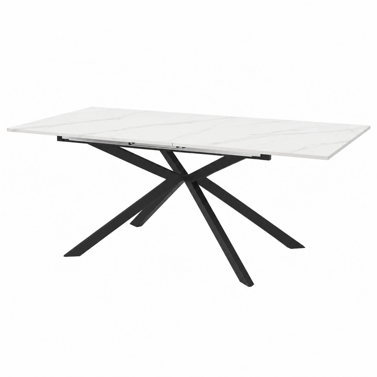 Esstisch – 180 cm, rechteckige Form, ausziehbar, Schwarz, für Esszimmer und Wohnzimmer