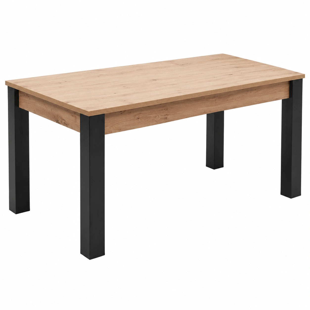 Esstisch – 210 × 76 × 90 cm, ausziehbar, aus Eichenholz, Artisan-Eiche und Schwarz, für Esszimmer