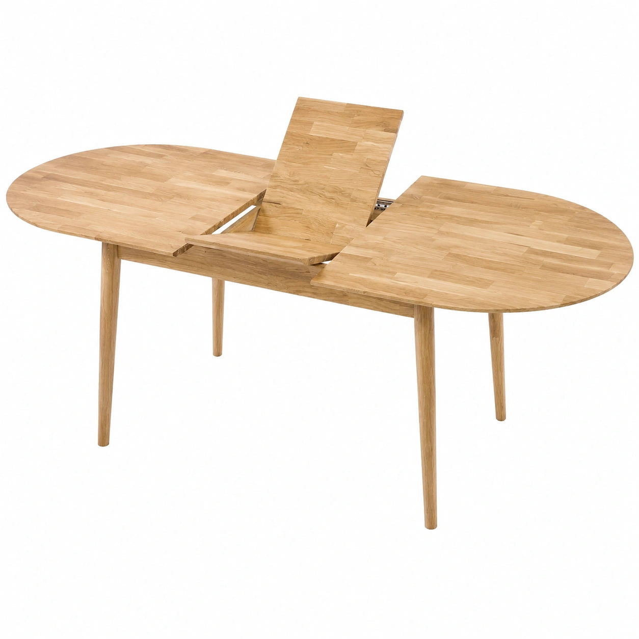 Esstisch – 175 × 90 × 75 cm, skandinavischer Stil, ovale Form, ausziehbar, aus Massivholz und Eichenholz, für Wohnzimmer
