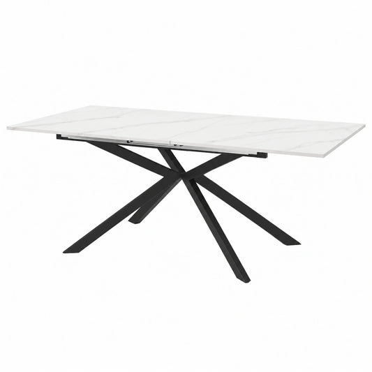 Esstisch – 180 cm, rechteckige Form, ausziehbar, Schwarz, für Esszimmer und Wohnzimmer
