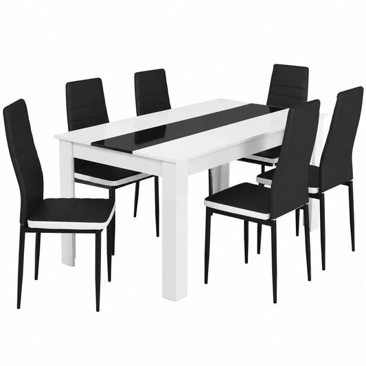 Esstisch – 140 cm, Schwarz und Weiß