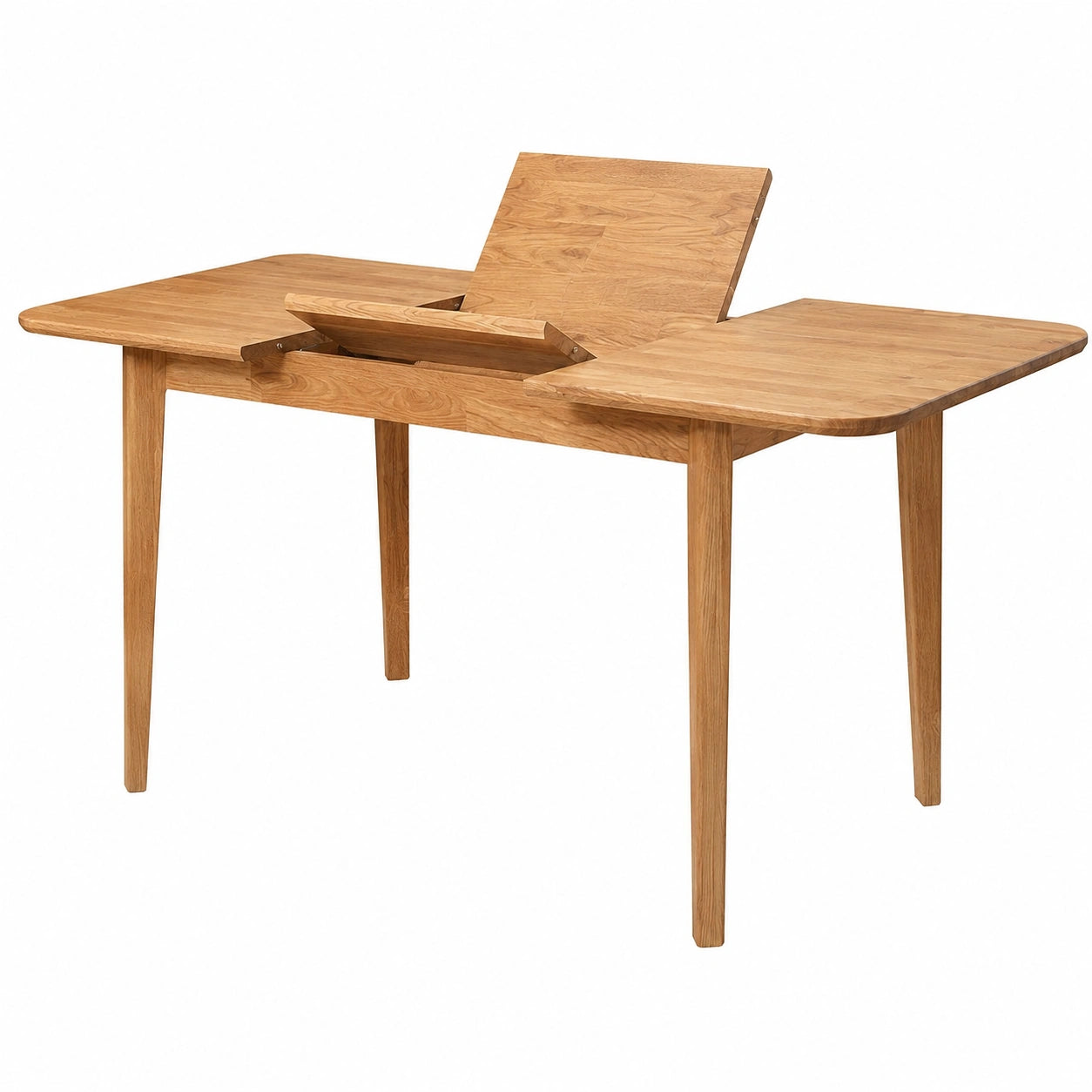 Esstisch – 160 × 80 × 75 cm, ausziehbar, aus Massivholz und Eichenholz, Naturfarben, für Esszimmer, Küche und Wohnzimmer