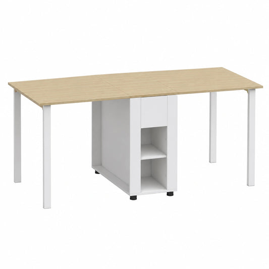 Esstisch – 168,2 × 85 × 73 cm, moderner Stil, klappbar, mit Schubladen, mit Ablagen, Naturfarben, für Esszimmer und Küche