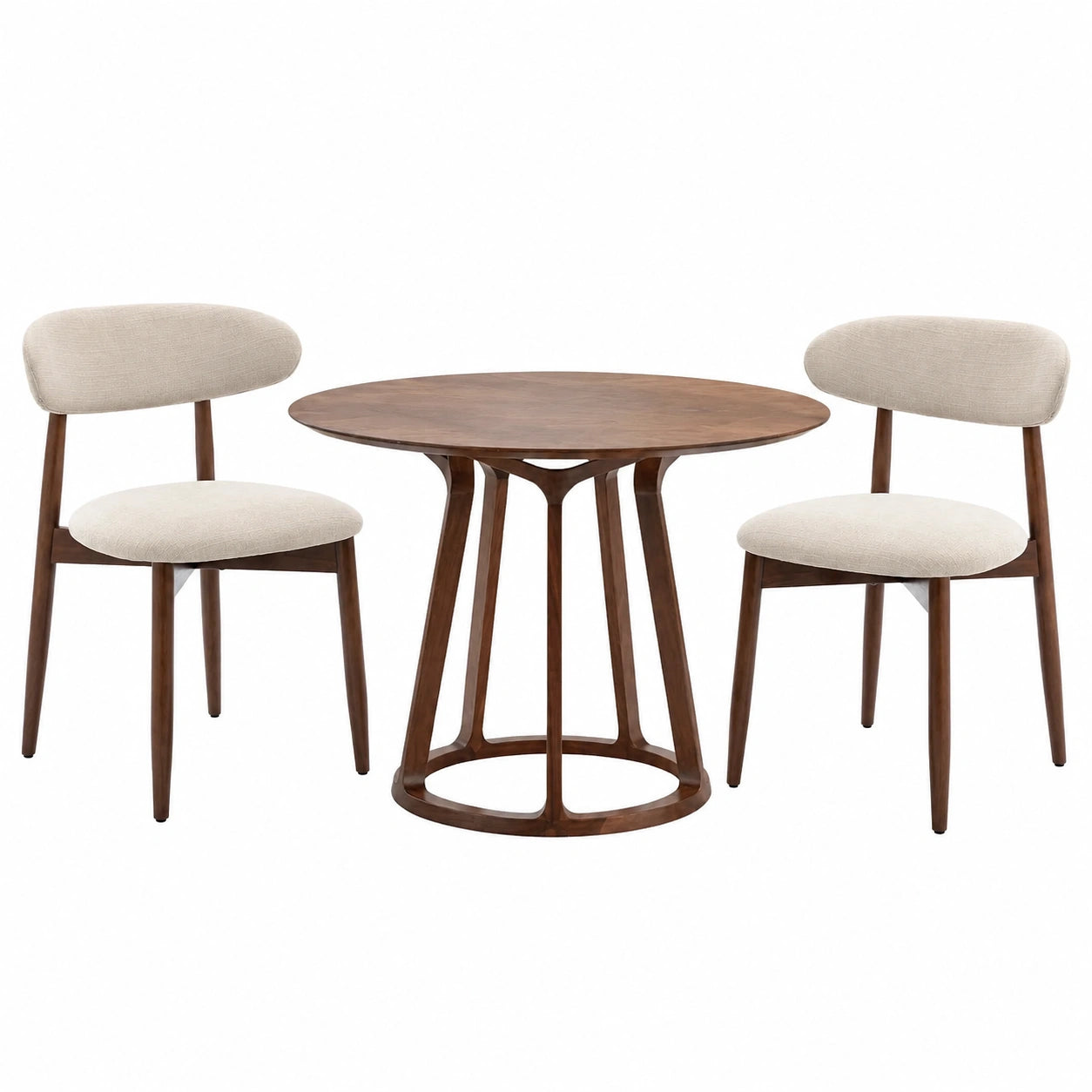 Stuhl – 2er-Set, moderner Stil, gepolstert, mit Rückenlehne, aus Stoff, Beige, für Esszimmer und Küche
