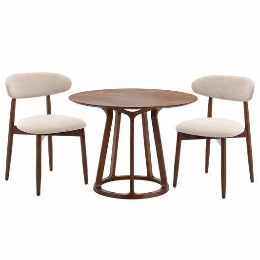 Stuhl – 2er-Set, moderner Stil, gepolstert, mit Rückenlehne, aus Stoff, Beige, für Esszimmer und Küche